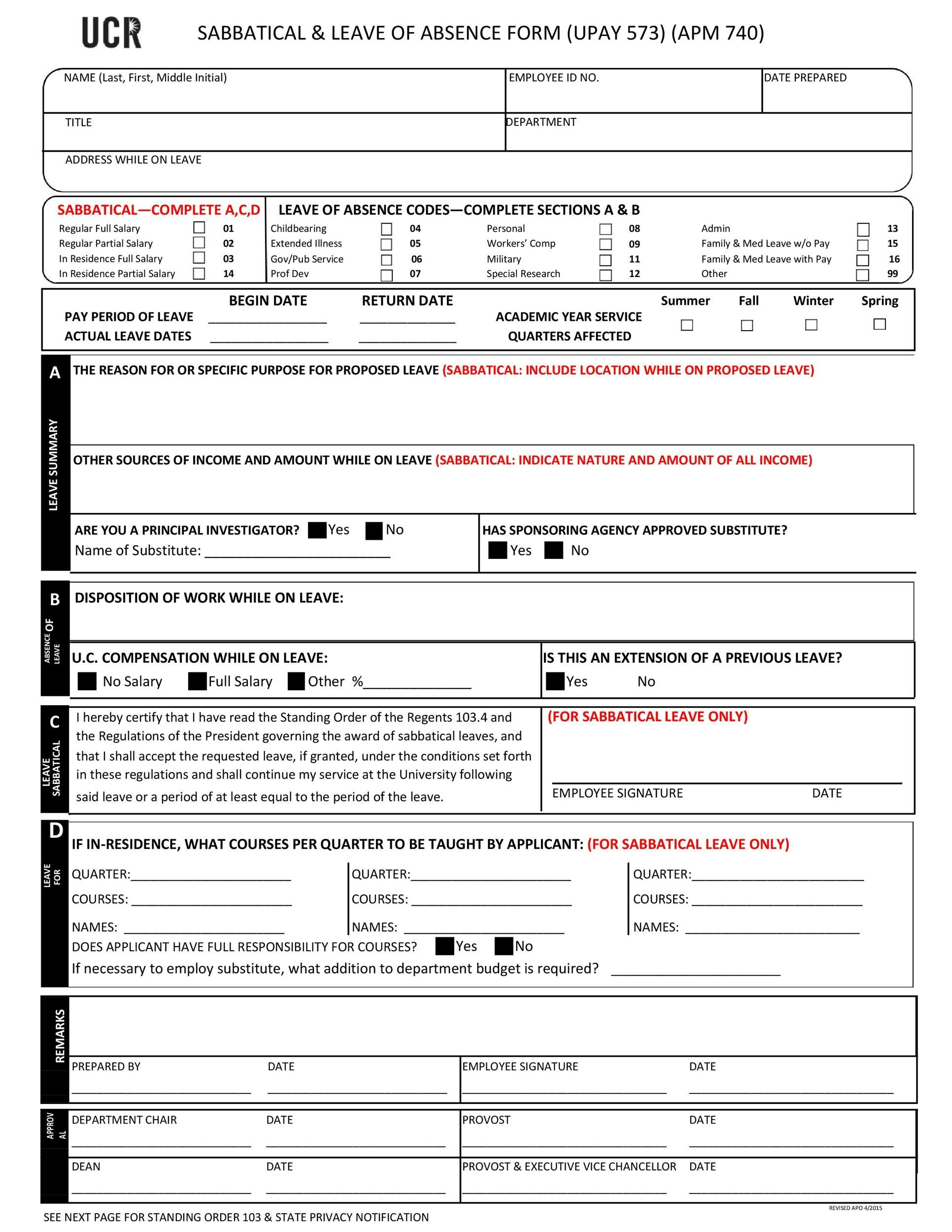 45 Free Leave Of Absence Letters And Forms Template Lab