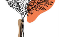 Digital Download Print Instant Download Line Art Drawing Tropical Leaf