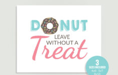 Donut Leave Without A Treat Donut Party Printable Sign Etsy