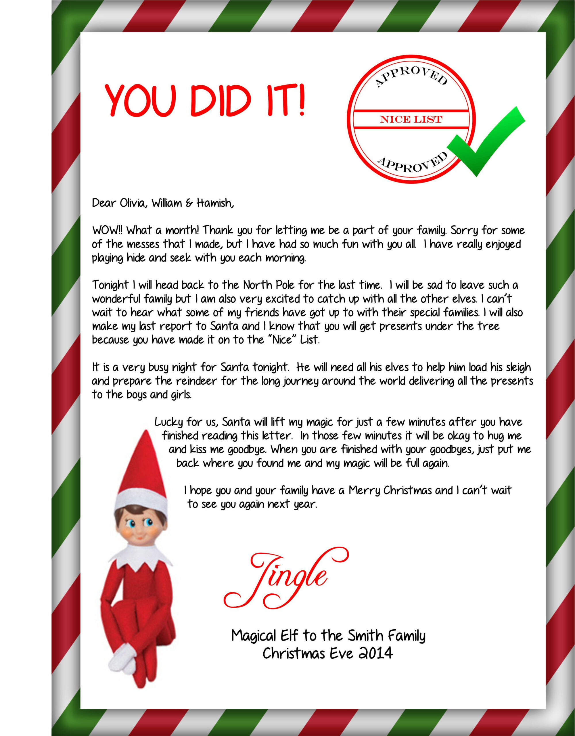 Free Printable Editable Elf On The Shelf Goodbye Letter Printable 