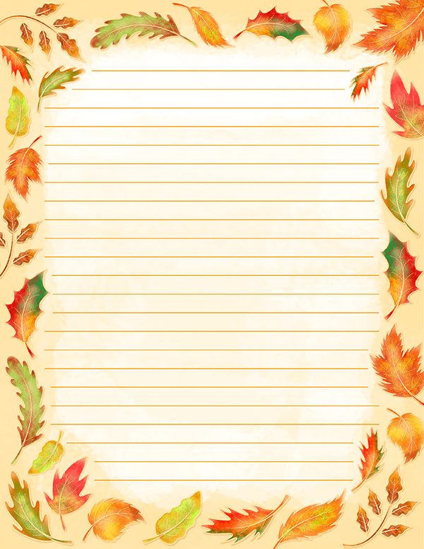 Free Printable Watercolor Fall Leaves Stationery In JPG And PDF Formats 