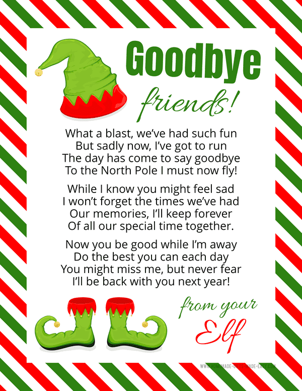 Goodbye Letter From Your Elf Farewell From The Elf Going Away Letter 
