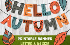 Hello Autumn Printable Banner Fall Home Decor Printable Leaves
