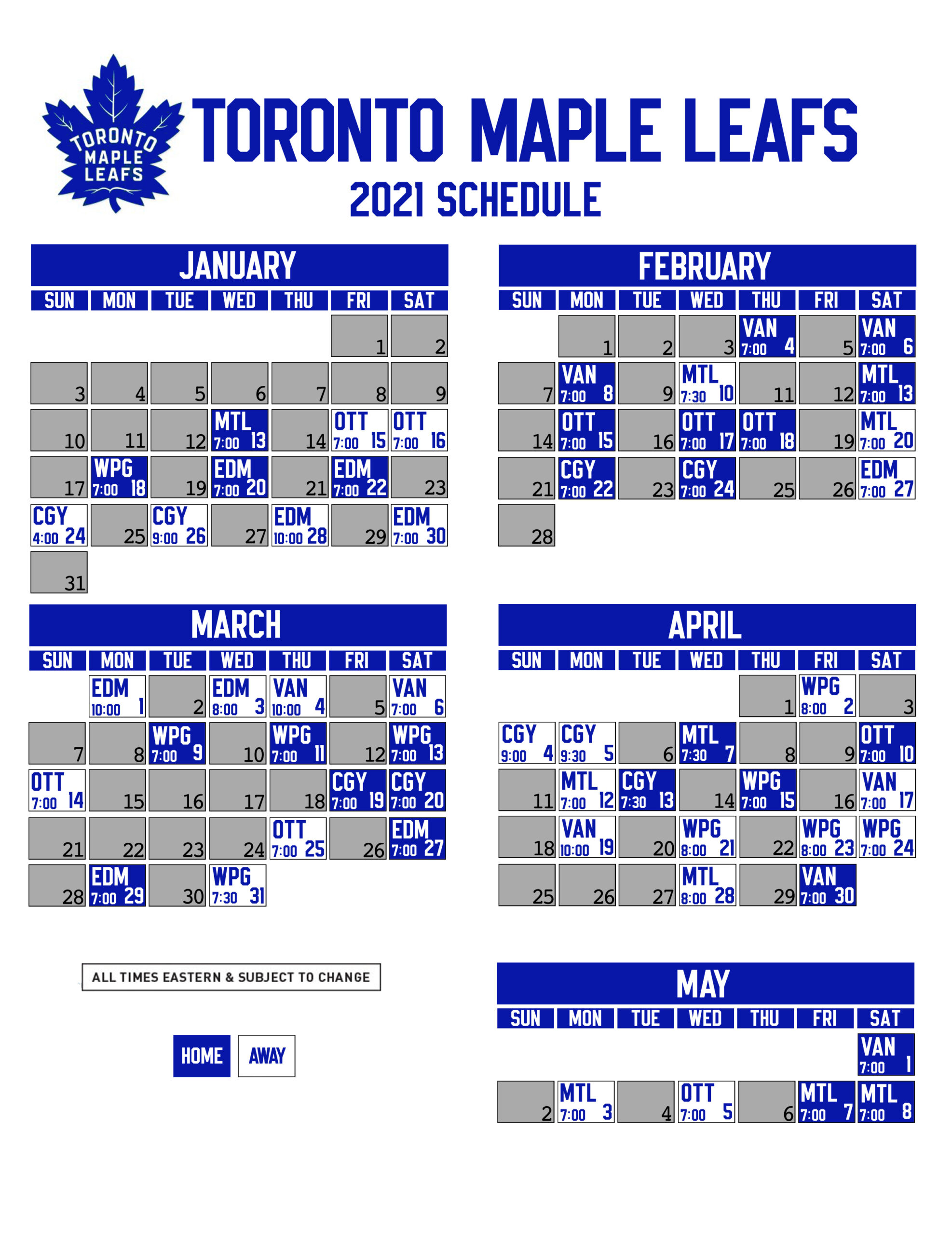 Leafs 2021 Printable Schedule Leafs Scaled 