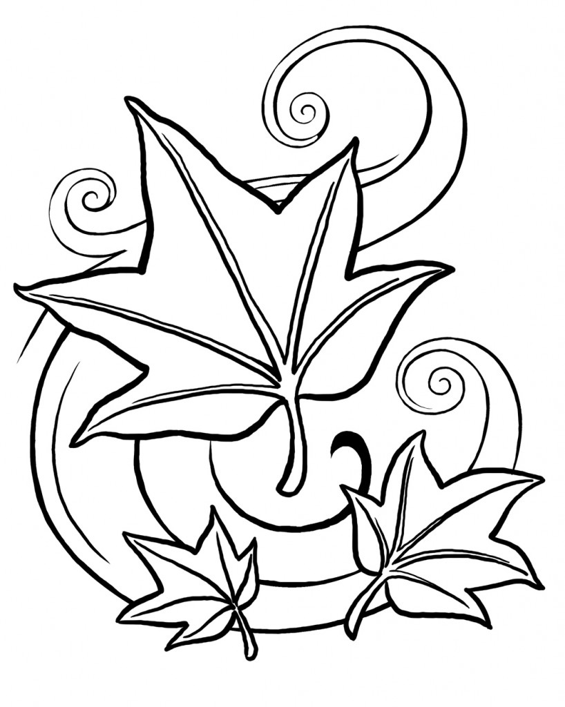 Leaves Printable Coloring Pages