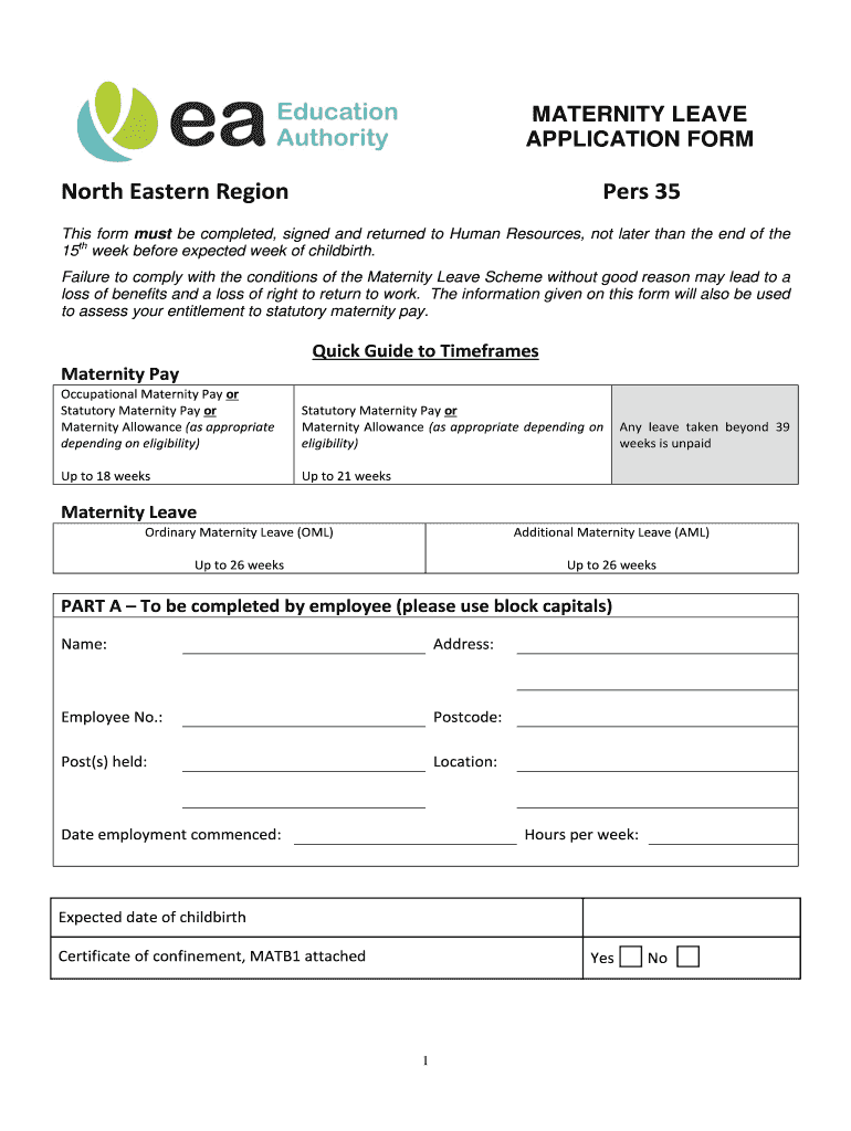 Maternity Leave Application Form Fill Out Sign Online DocHub