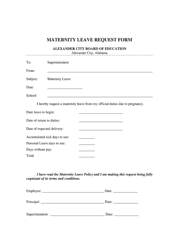 Maternity Leave Form For Teachers Pdf Fill Out And Sign Printable PDF