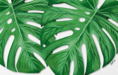 Monstera Leaf Painting Art Print Tropical Leaf Wall Art Digital