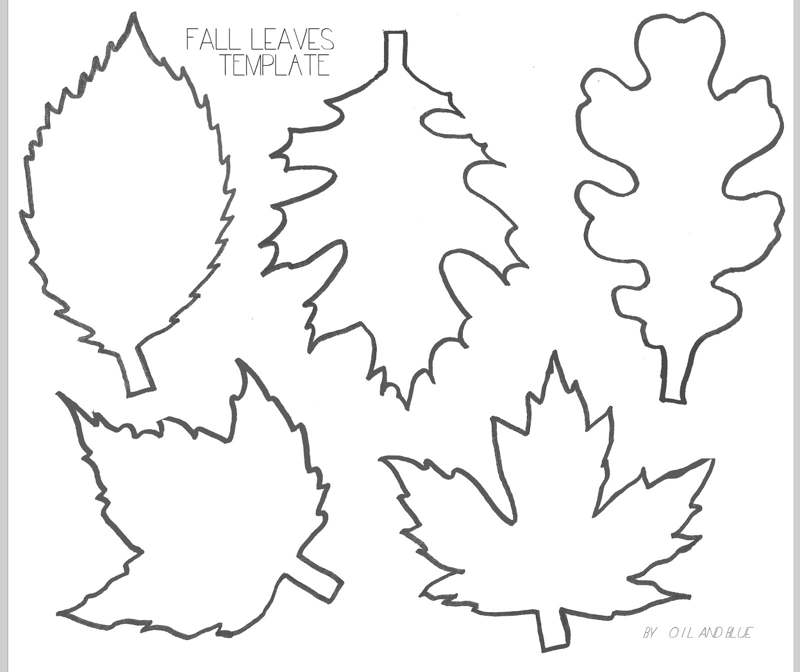 Oil And Blue FALL LEAF LINE DRAWING TEMPLATE Free Printable