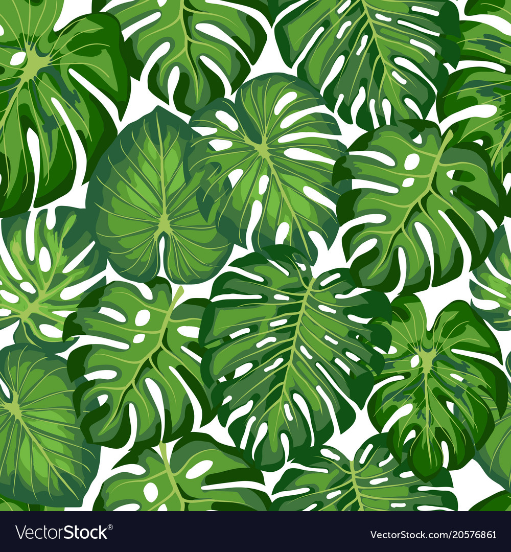 Pattern With Tropical Leaves Royalty Free Vector Image