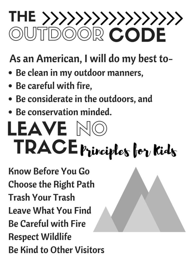 Outdoor Code And Leave No Trace Printable