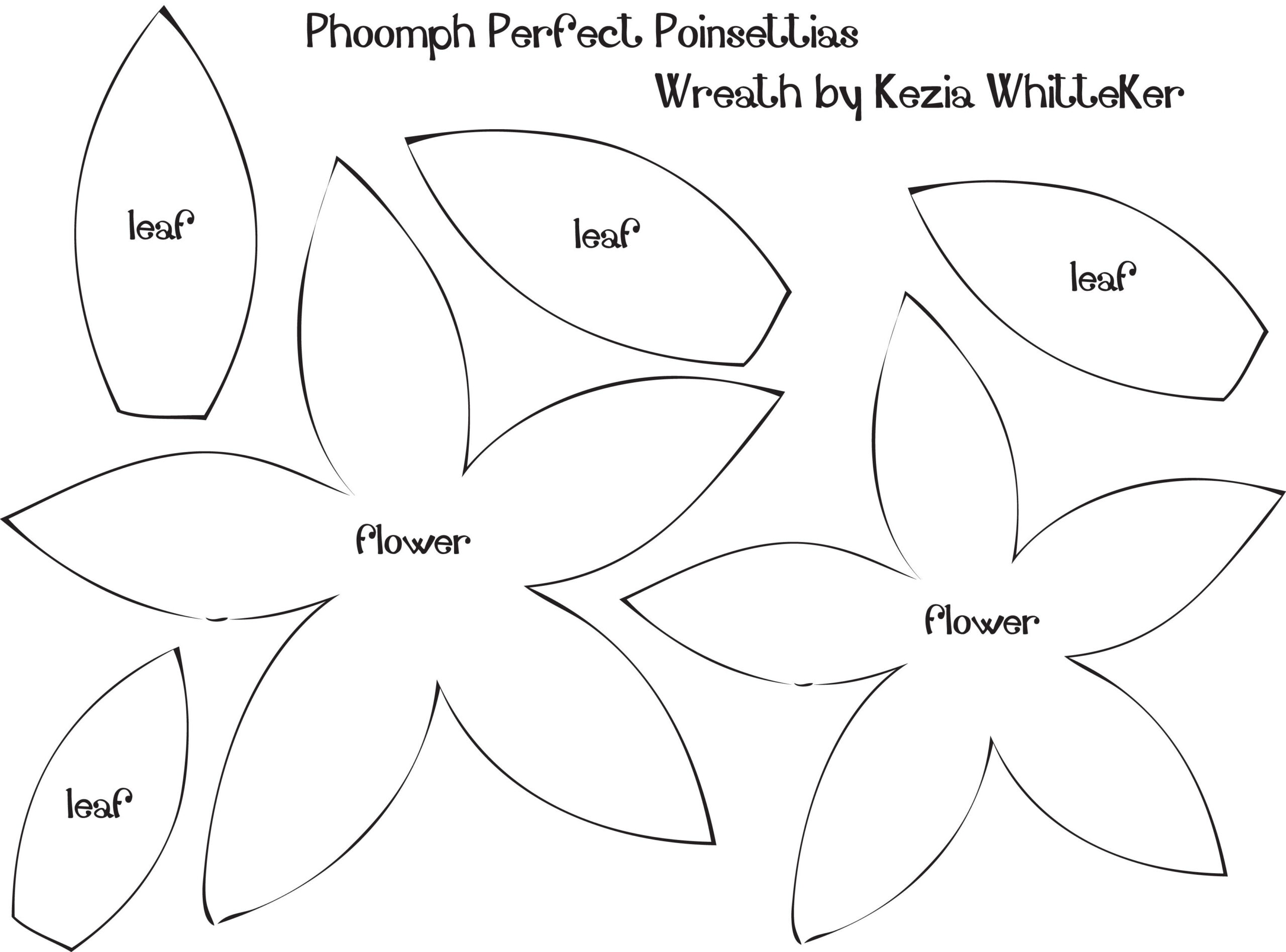 Poinsettia Leaf Pattern Template Flower Templates Printable Felt 