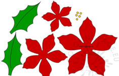 Poinsettia Red Christmas Flower Printable Coloring Page Red