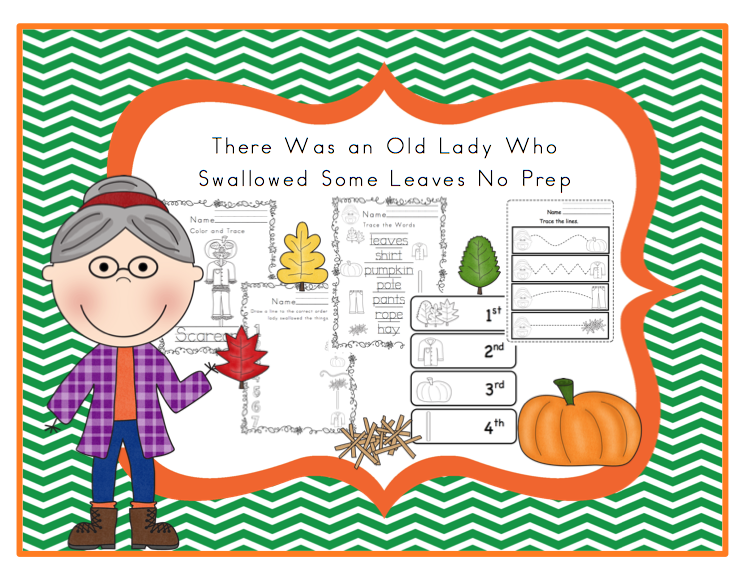 Preschool Printables No Prep There Was An Old Lady Who Swallowed Some 