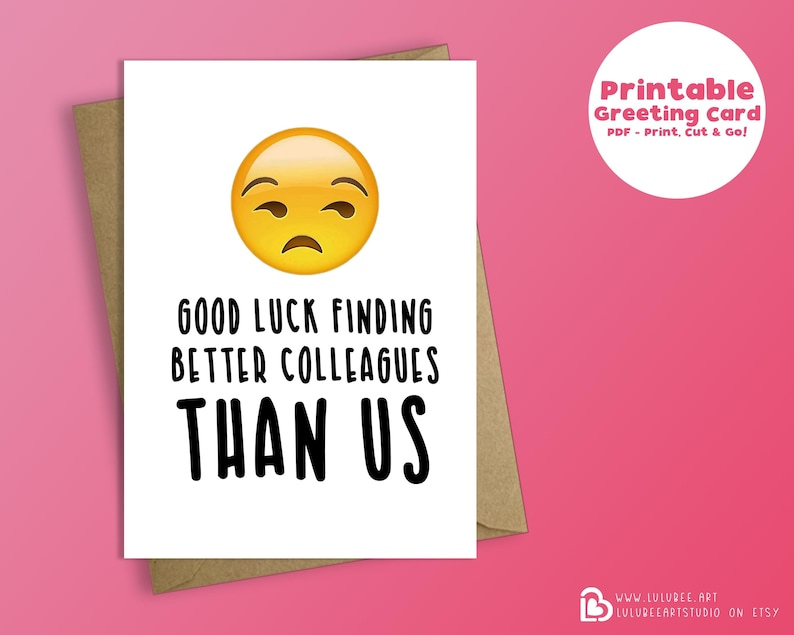Printable Coworker Leaving Greeting Card Eye Roll Emoji Etsy