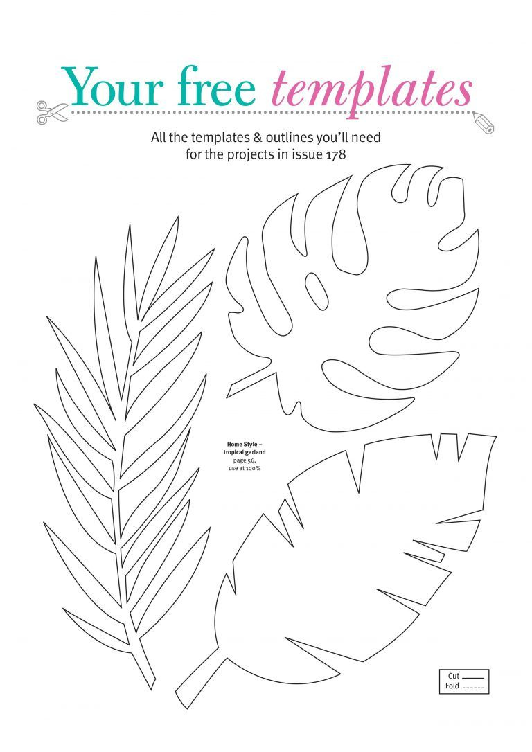 Printable Palm Leaf Template Digital Tropical Leaf Template Pdf 