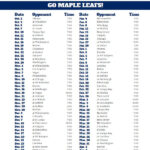 Printable Toronto Maple Leafs Hockey Schedule 2019 2020