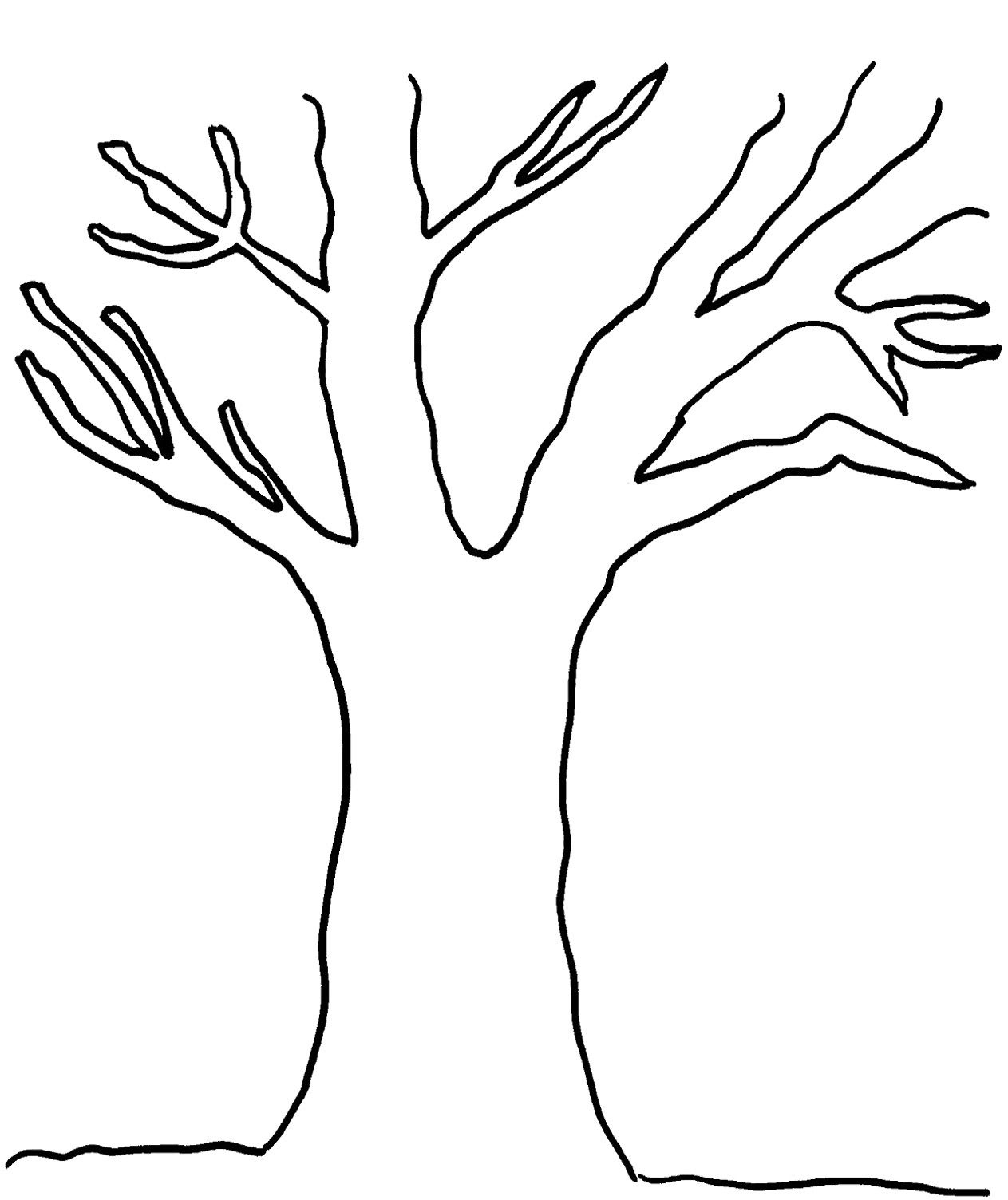 Printable Tree Without Leaves Coloring For Kids Tree Coloring Page 