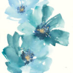 Teal Cosmos IV Blue Flower Abstract Floral Art Print Wall Art By Chris