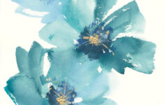 Teal Cosmos IV Blue Flower Abstract Floral Art Print Wall Art By Chris