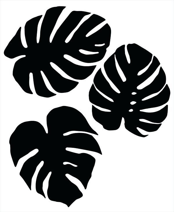 Tropical Leaf Template Black Tropical Leaf Stencil Leaf Template 