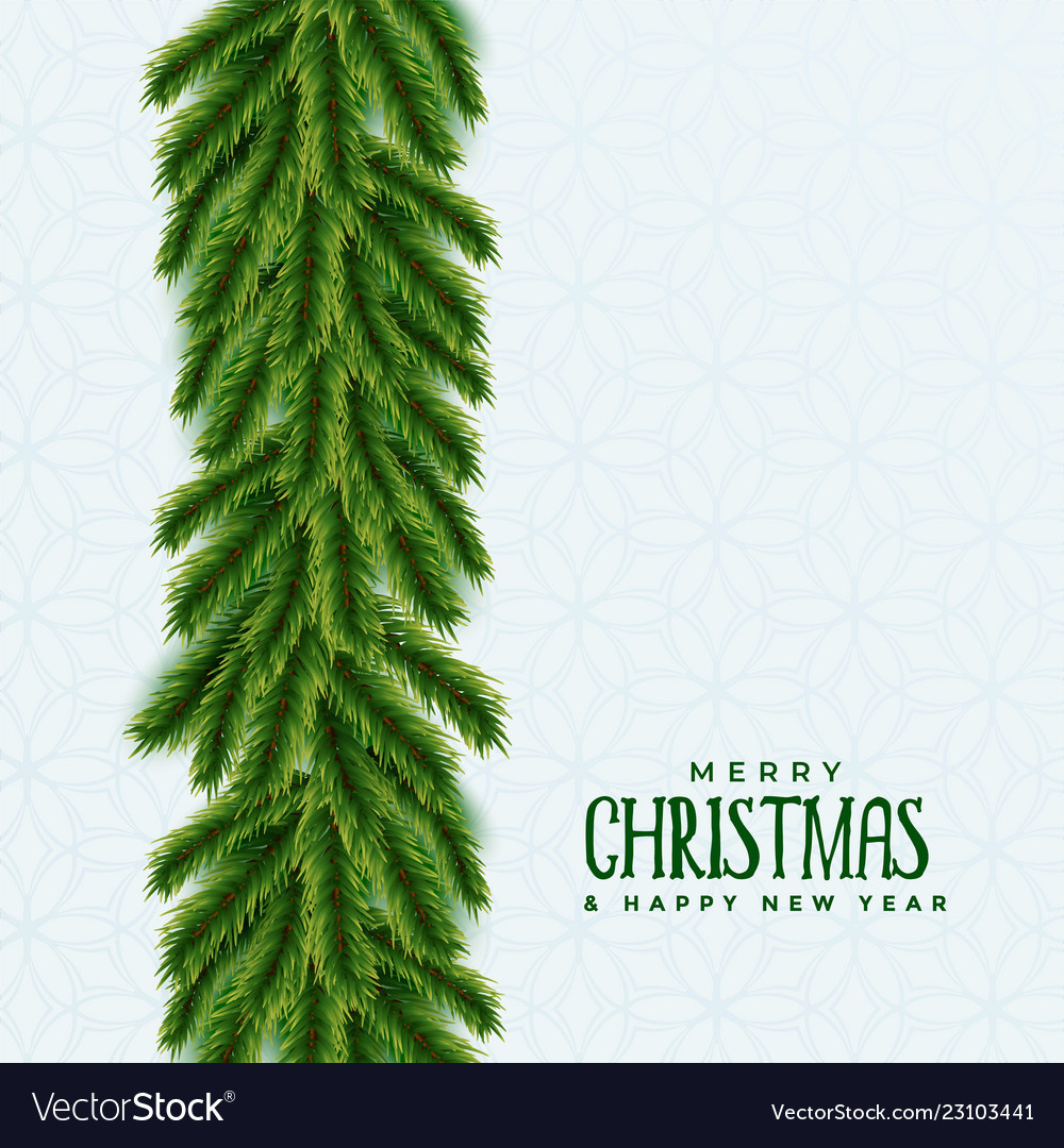 Merry Christmas Tree Green Leaves Background Vector Image intended for Leaves of a Christmas Tree