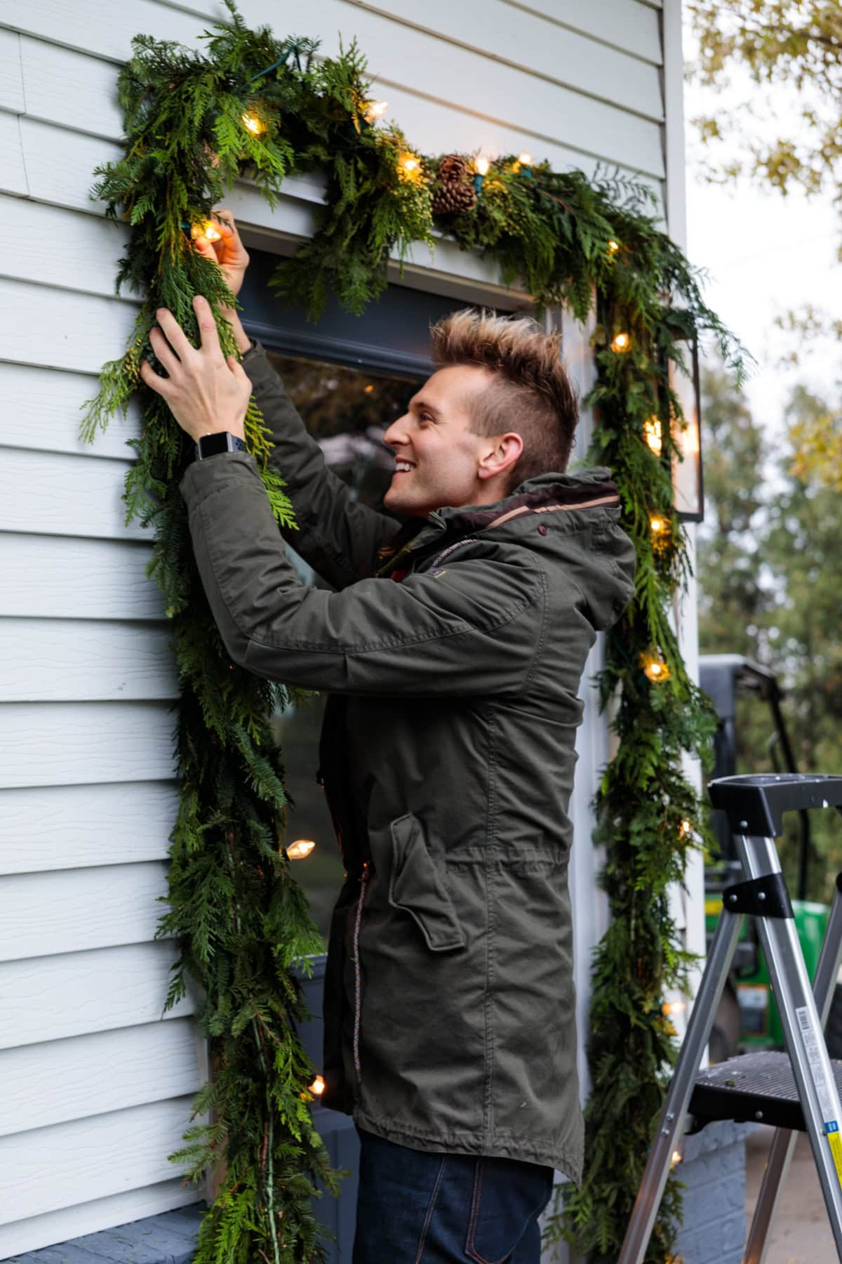 My Outdoor Christmas Decor This Year - Wyse Guide in Christmas Garland Leaves