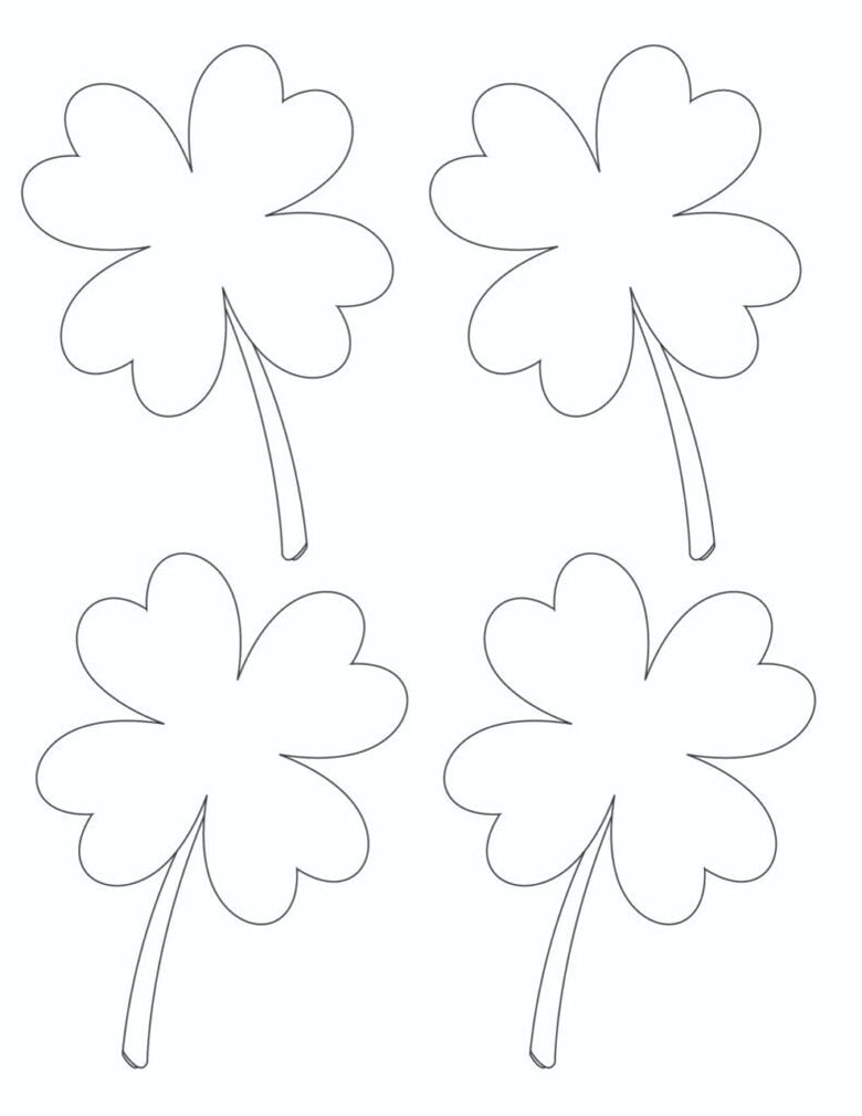 3 Free Printable Four Leaf Clover Outlines in Four Leaf Clover Printable Template