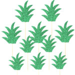 30Pcs Green Pineapple Leaf Cake Toppers Paper Cake Picks Cupcake Inside Printable Pineapple Leaf Template