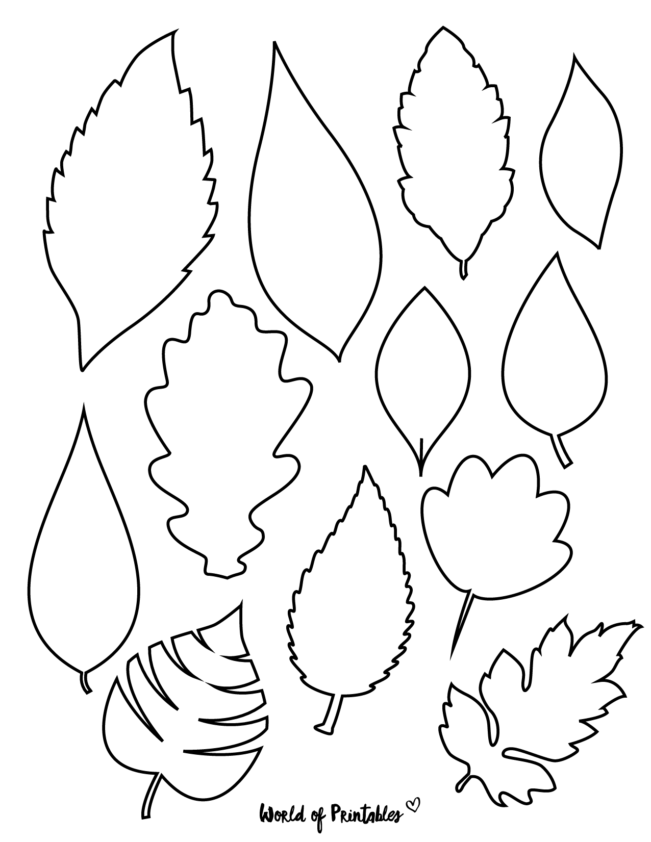 37 Printable Leaf Templates, Outlines & Shapes (Free) - World Of with Fall Leaves Cut Out Printable Leaf Template
