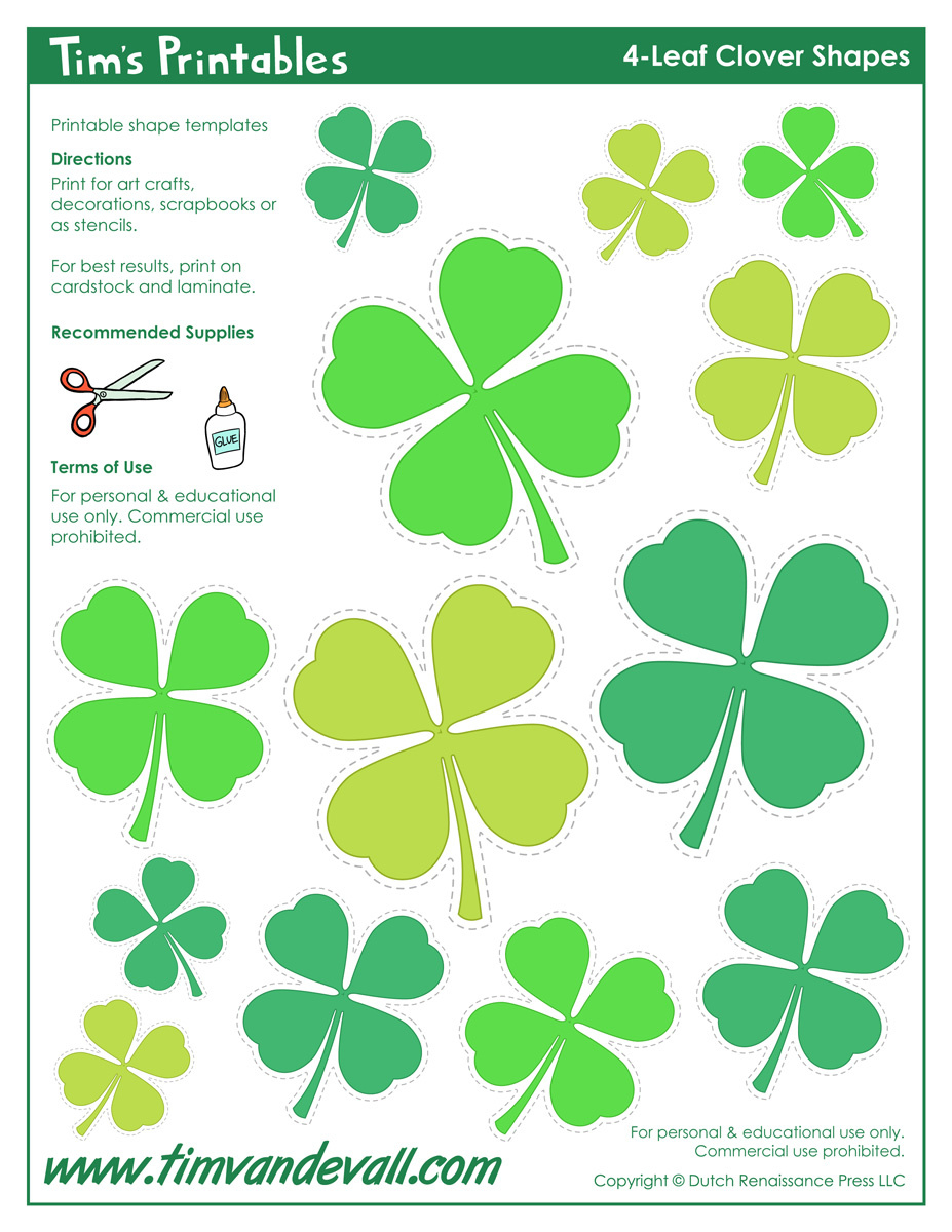 4-Leaf Clover Templates for 4 Leaf Clover Printable Template