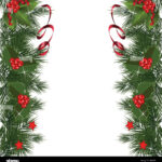 Christmas Berries With Red Ribbon And Green Leaves Over White Within Green Leaves Christmas