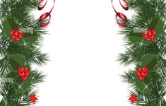 Christmas Berries With Red Ribbon And Green Leaves Over White within Green Leaves Christmas