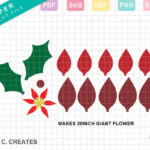Christmas Poinsettia Paper Flower Template Svg Bundle Within Poinsettia Leaf Template Printable