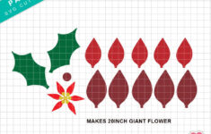 Christmas Poinsettia Paper Flower Template Svg Bundle within Poinsettia Leaf Template Printable