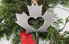 Fall Maple Leaf Christmas Ornament Vermont Canada Rustic Metal pertaining to Christmas Ornaments Leaves