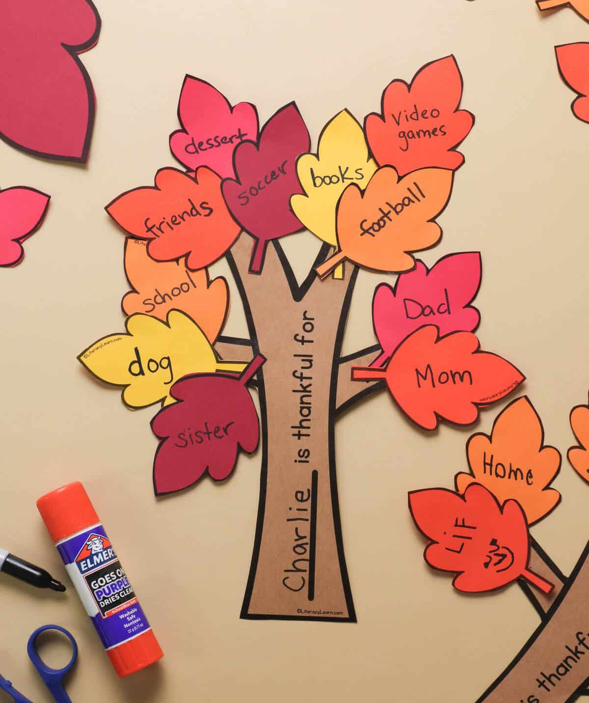 Free Printable Thankful Tree With Leaves - Literacy Learn regarding Free Printable Thankful Tree Leaf Template