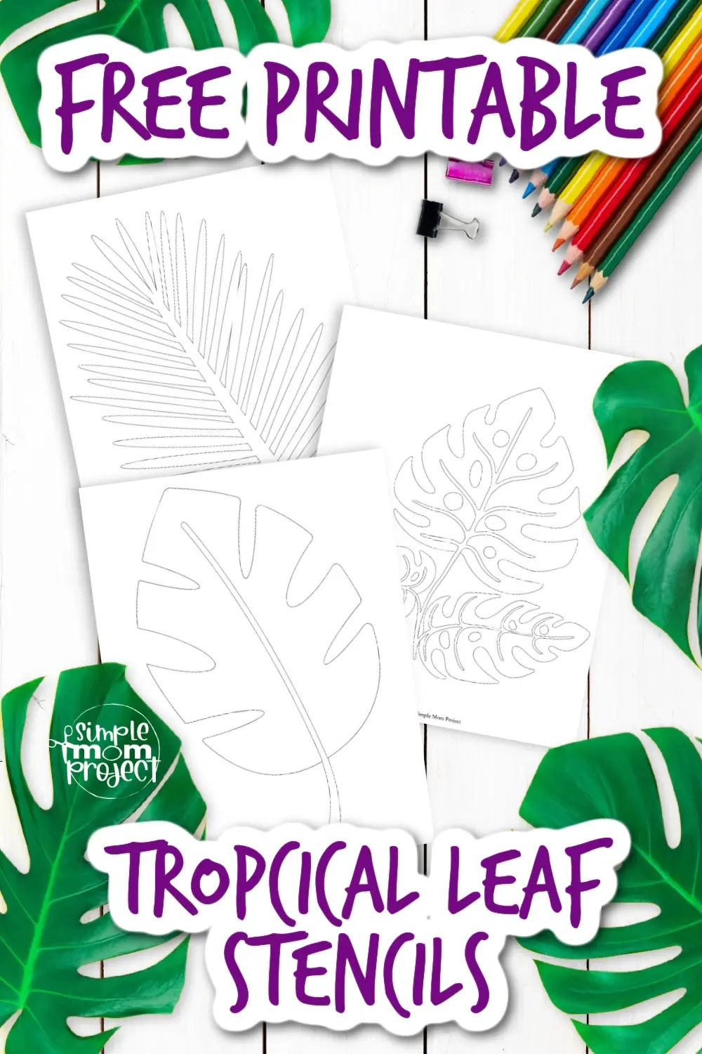 Free Printable Tropical Leaf Stencil Template - Simple Mom Project inside Free Printable Tropical Leaf Template