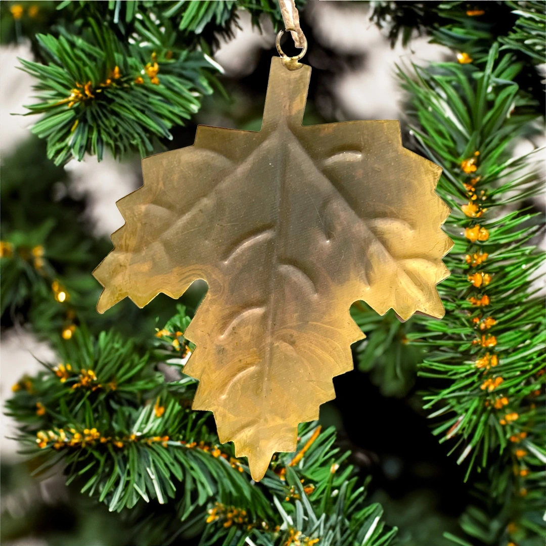Gold Leaf Metal Ornament- Christmas Tree Decoration - The Boma for Gold Leaves For Christmas Tree
