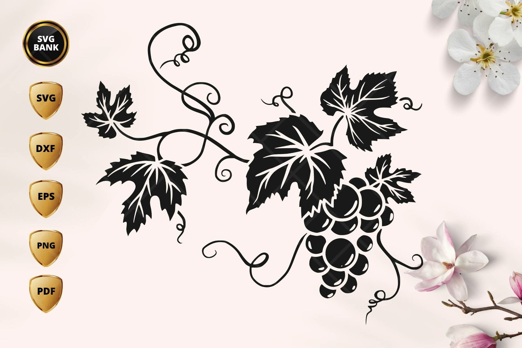 Grape Vine Svg File, Grape Leaves Svg, Grape Wall Decor regarding Grape Leaf Template Printable Free