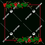 Holly Berry Leaves Christmas Border Decocration, Merry Christmas With Christmas Leaves Border