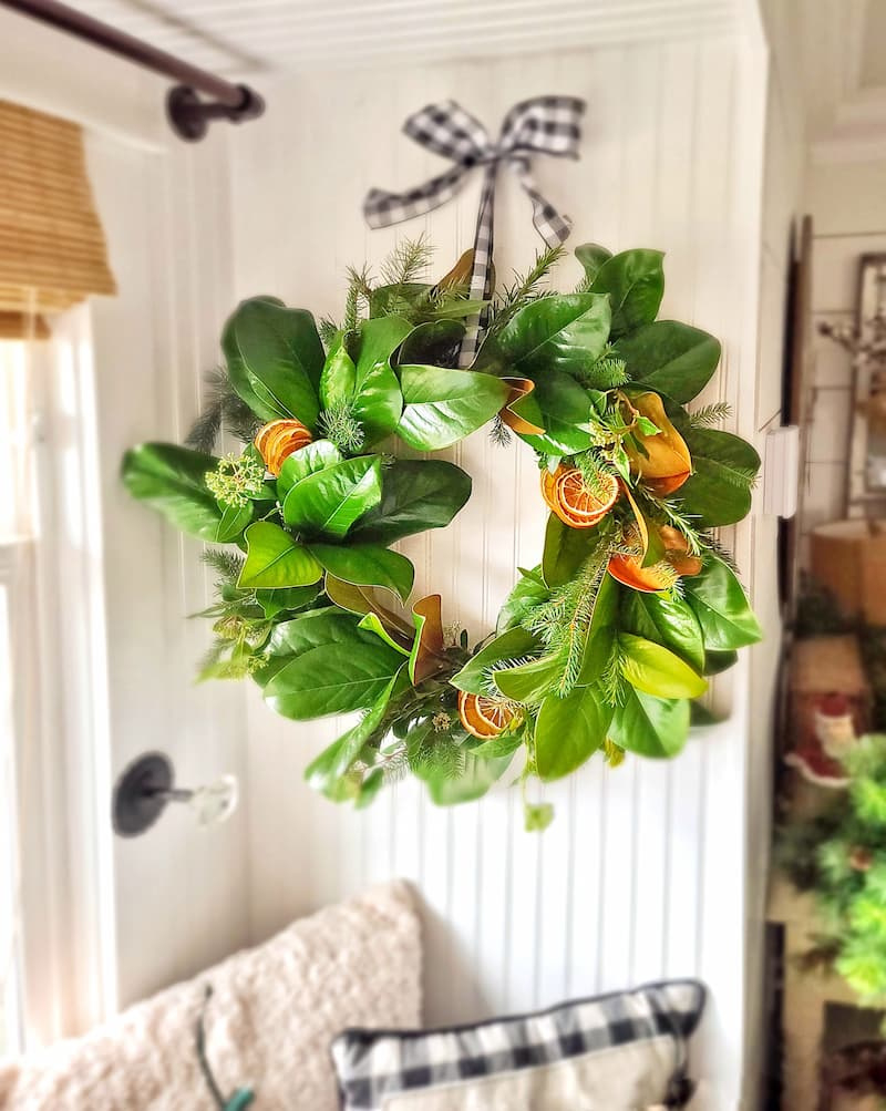 How To Make A Diy Fresh Magnolia Leaf Wreath - Shiplap And Shells in Christmas Wreath Magnolia Leaves