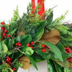 Magnolia Christmas Wreath, Magnolia Leaves, Cedar And Red Berries Pertaining To Christmas Wreath Magnolia Leaves