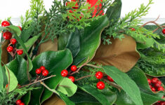 Magnolia Christmas Wreath, Magnolia Leaves, Cedar And Red Berries pertaining to Christmas Wreath Magnolia Leaves