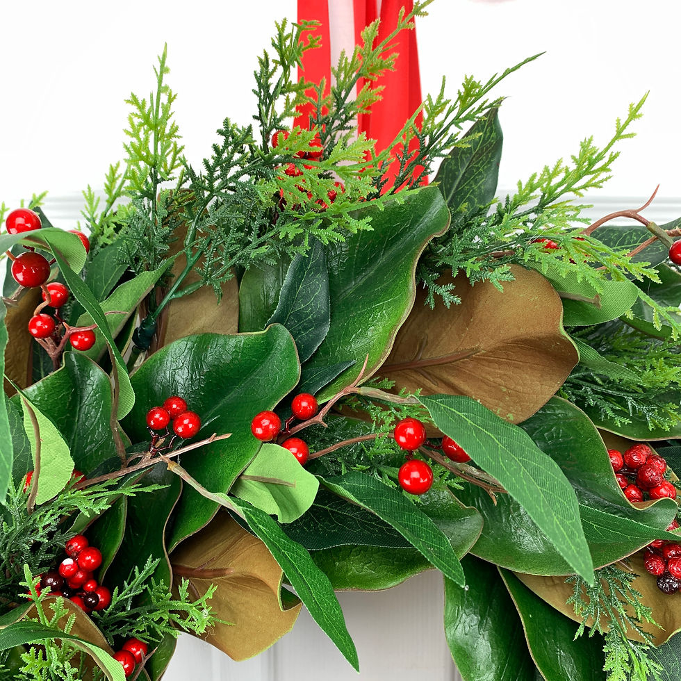 Magnolia Christmas Wreath, Magnolia Leaves, Cedar And Red Berries pertaining to Christmas Wreath Magnolia Leaves