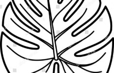 Monstera Plant Leaf Icon Outline Style Stock Vector (Royalty Free throughout Printable Monstera Leaf Template