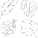 One Line Tropical Leaves Design Silhouette. Palm Leaf Logo Design Regarding Banana Leaf Template Printable