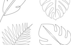 One Line Tropical Leaves Design Silhouette. Palm Leaf Logo Design regarding Banana Leaf Template Printable