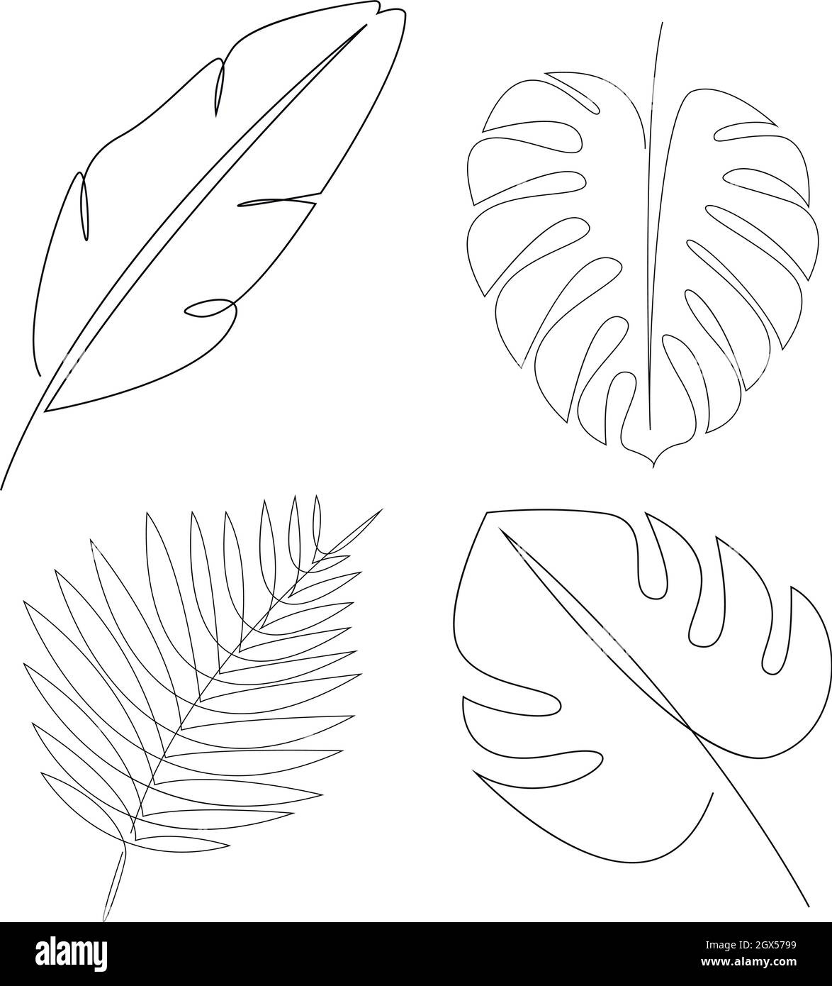 One Line Tropical Leaves Design Silhouette. Palm Leaf Logo Design regarding Banana Leaf Template Printable