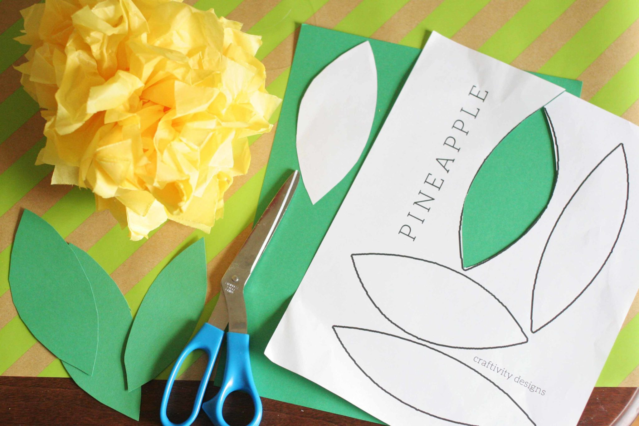 Summer Fruit Luau | How To Make Pineapple And Watermelon Party with Printable Pineapple Leaf Template